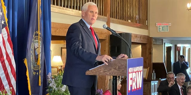 Former Vice President Mike Pence speaks at a New Hampshire Federation of Republican Women luncheon, on May 26, 2022 in Bedford, N.h&gt;