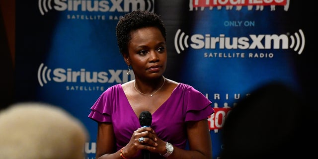 Dean Obeidallah (not pictured) of SiriusXM and Karine Jean-Pierre of MoveOn.Org present a town hall meeting at SiriusXM Studios on October 1, 2017 in Washington, DC. 