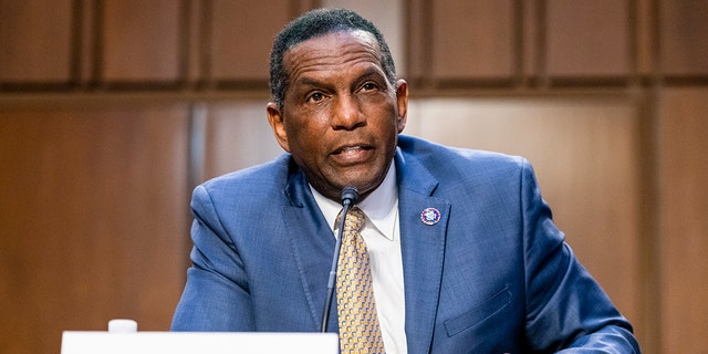 Rep. Burgess Owens, R-Utah, speaks during a Senate Judiciary Committee hearing on voting rights on Capitol Hill in Washington April 20, 2021.