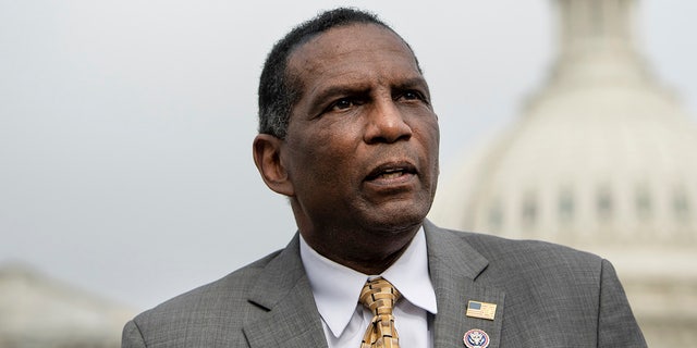 Burgess Owens, R-Utah., speaks during a news conference with other House Republican members on immigration in Washington March 17, 2021. 