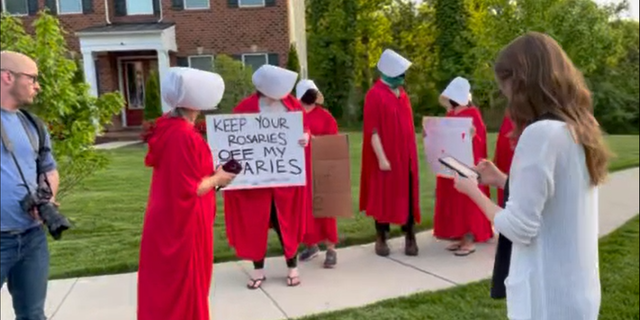 Pro-abortion protesters outside the home of Justice Amy Coney Barrett.