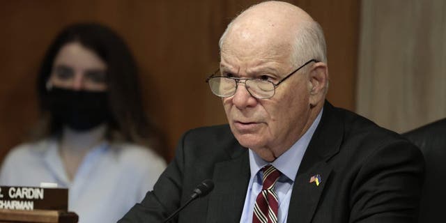 Sen. Ben Cardin, D-Md., speaks during a hearing with the Helsinki Commission in the Dirksen Senate Office Building on March 23, 2022 in Washington, DC. 