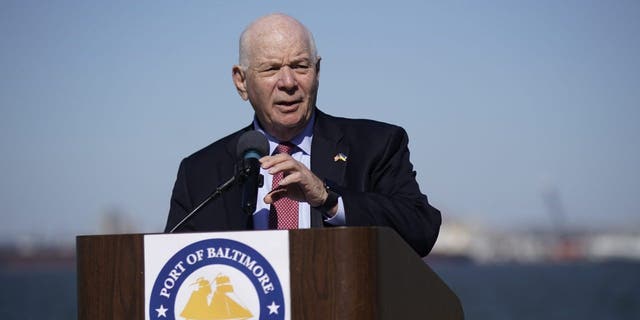 Senator Ben Cardin, a Democrat from Maryland, speaks during a news conference on the sidelines of the Dialogue on the Future of Atlantic Trade event at the Port of Baltimore in Baltimore, Maryland, U.S., on Monday, March 21, 2022. 