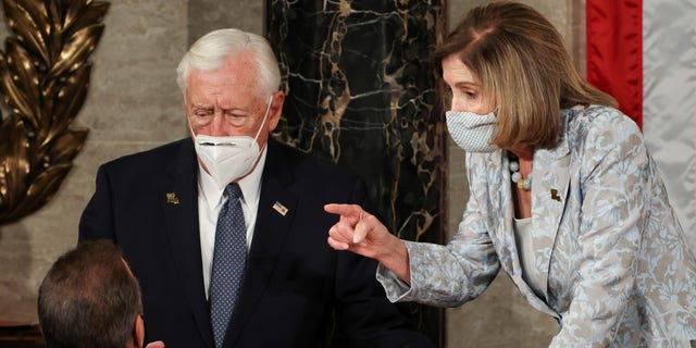 U.S. House Majority Leader Steny Hoyer (D-MD) and Speaker of the House Nancy Pelosi (D-CA) wait during votes at the first session of the 117th Congress in the House Chamber at the U.S. Capitol in Washington, DC, U.S., January 3, 2021. Tasos Katopodis/Pool via REUTERS