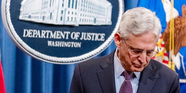 Attorney General Merrick Garland steps away from the podium after speaking at a news conference at the Justice Department in Washington, Monday, Nov. 8, 2021. 