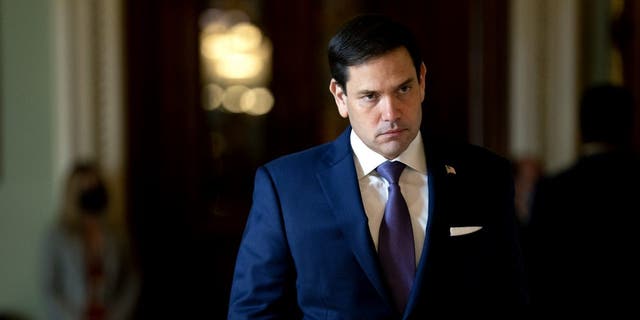 Senator Marco Rubio, a Republican from Florida, walks to a Senate Republican caucus meeting at the U.S. Capitol in Washington, D.C., U.S., on Thursday, Oct. 7, 2021.