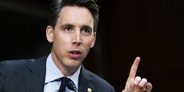Sen. Josh Hawley speaks during a Senate Judiciary Committee hearing on Texas' abortion law on Capitol Hill on Sept. 29, 2021.