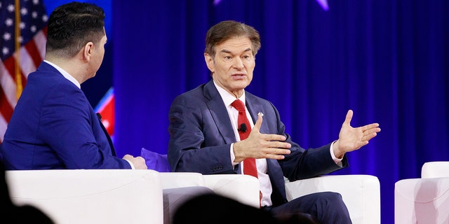 Mehmet Oz speaks during the Conservative Political Action Conference in Orlando, Florida, on Feb. 27, 2022. 