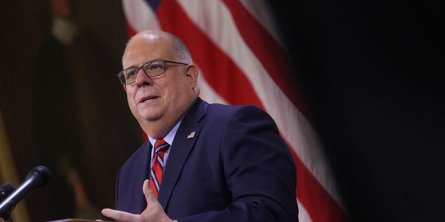 Maryland Governor Larry Hogan (R-MD) holds a news conference at the Maryland State Capitol in Annapolis, Maryland, July 22, 2020.