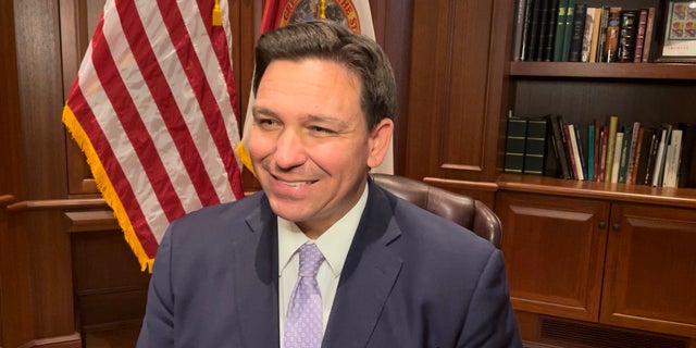 Florida Governor Ron DeSantis sat down with Fox News Digital to discuss Trump and the position of the Republican Party, in Tallahassee, Florida on Feb. 12, 2022