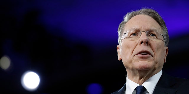 National Rifle Association Chief Executive Officer Wayne LaPierre speaks in Maryland, 2020.