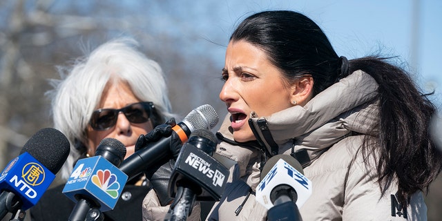 UNITED STATES -March 29: New York City Council member Inna Vernikov speaks a press conference on Tuesday, March 29, 2022 besides the Unisphere in Flushing Meadows Corona Park Queens, News York.  (Photo by Barry Williams for NY Daily News via Getty Images)