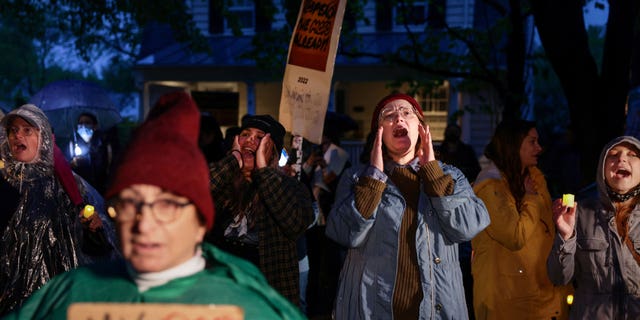 Demonstrators in support of reproductive rights protest outside of Supreme Court Justice Brett Kavanaugh's home in Chevy Chase, Maryland, near Washington, U.S., May 7, 2022. 