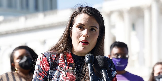 Sheila Katz, CEO, National Council of Jewish Women, speaks at an event outside of the U.S Capitol Building on September 29, 2021 in Washington, DC.