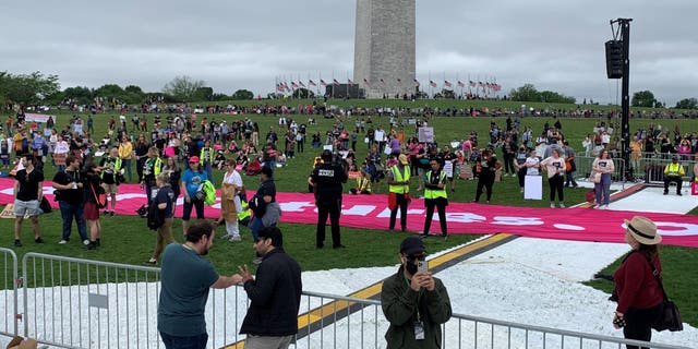 Crowds gather at Washington Monument in Washington, D.C. for the Bans Off Our Bodies pro-choice march.