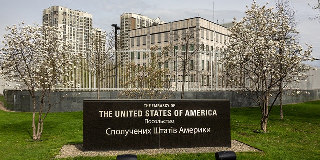 The United States Embassy in Kyiv, Ukraine, on April 25. 