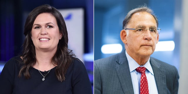 Former White House press secretary Sarah Sanders (L), Sen. John Boozman, R-Ark. (R)