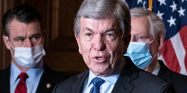Sen. Roy Blunt, R-Mo., speaks during a news conference following a weekly meeting with the Senate Republican caucus, Tuesday, Dec. 8. 2020 at the Capitol in Washington. (Sarah Silbiger/Pool via AP)