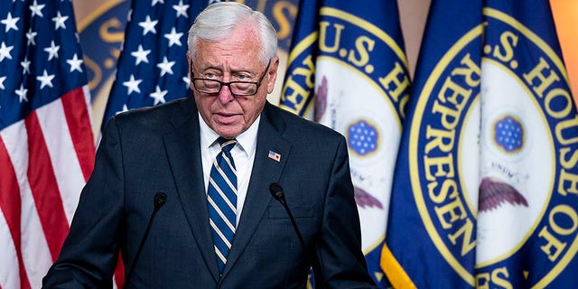 House Majority Leader Steny Hoyer, D-Md., speaks during the House Democrats press conference on Wednesday, July 22, 2020, on legislation to remove the bust of bust of Chief Justice Roger Taney and Confederate Statues from the U.S. Capitol. 