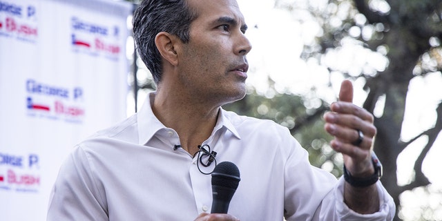 George P. Bush, Republican candidate for Texas attorney general, speaks during a campaign event in Lakeway, Texas, U.S., on Thursday, Feb. 10, 2022