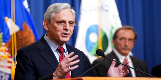 Attorney General Merrick Garland speaks at a news conference to announce actions to enhance the Biden administration's environmental justice efforts, Thursday, May 5, 2022, at the Department of Justice in Washington.