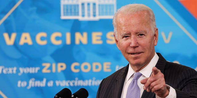 President Joe Biden delivers remarks on the authorization of the coronavirus vaccine for kids ages 5 to 11, during a speech in the Eisenhower Executive Office Building’s South Court Auditorium at the White House in Washington, U.S., November 3, 2021.