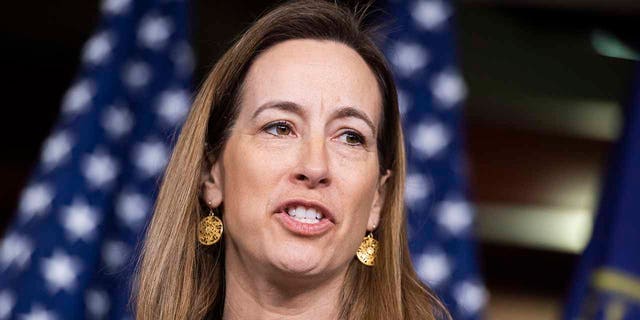 Rep. Mikie Sherrill, D-N.J., voted against the bill increasing security measures for Supreme Court justices and their families. Sherrill pictured here at a 2020 news conference. 