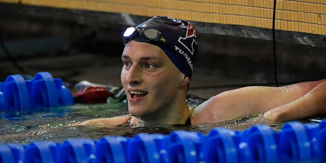 Lia Thomas looks on after winning the Women's 500 Yard Freestyle during the 2022 NCAA Division I Women's Swimming &amp; Diving Championship at the McAuley Aquatic Center on the campus of the Georgia Institute of Technology on March 17, 2022 in Atlanta, Georgia.