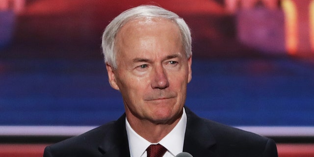 CLEVELAND, OH - JULY 19:  Arkansas Governor Asa Hutchinson stands on stage prior to the start of the second day of the Republican National Convention on July 19, 2016 at the Quicken Loans Arena in Cleveland, Ohio.   (Photo by Alex Wong/Getty Images)