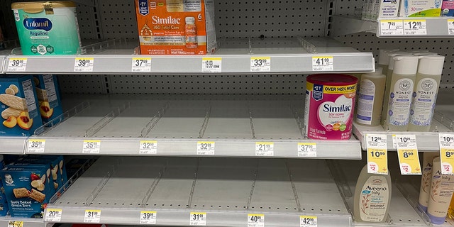 Store shelves are empty after a baby formula shortage. 