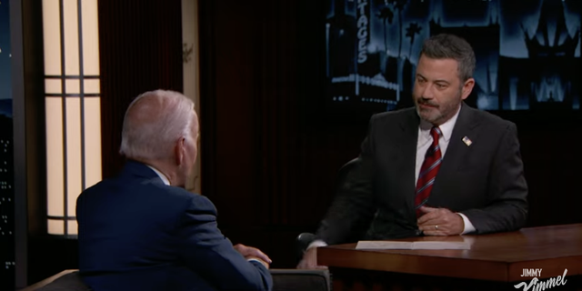 President Biden is interviewed by comedian Jimmy Kimmel.