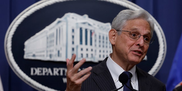 U.S. Attorney General Merrick Garland gestures as he speaks at a press conference on June 13, 2022, in Washington, DC. 