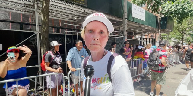 'Sex in the City' actress Cynthia Nixon reacts to the Supreme court overturning Roe v. Wade at the NYC Pride Parade.