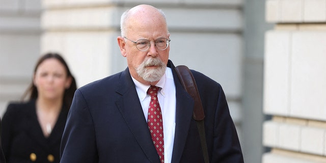Special Counsel John Durham departs the U.S. Federal Courthouse after opening arguments in the trial of Attorney Michael Sussmann. Washington, May 17, 2022.  REUTERS/Julia Nikhinson