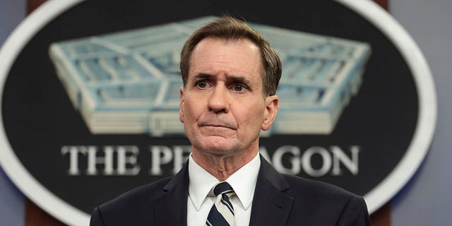 Pentagon Press Secretary John Kirby holds a news briefing at the Pentagon on March 09, 2022 in Arlington, Virginia. 