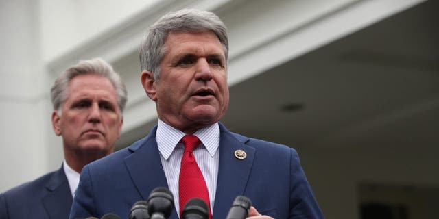 WASHINGTON, DC - OCTOBER 16:  U.S. House Minority Leader Rep. Kevin McCarthy (R-CA) and Rep. Michael McCaul (R-TX) brief members of the media outside the West Wing of the White House after a meeting with President Donald Trump October 16, 2019 in Washington, DC.  (Photo by Alex Wong/Getty Images)