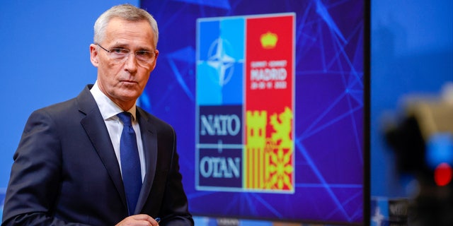NATO Secretary General Jens Stoltenberg speaks during a media conference prior to a NATO summit in Brussels, Monday, June 27, 2022. NATO heads of state will meet for a NATO summit in Madrid beginning on Tuesday, June 28.