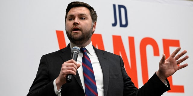 Republican Senate candidate JD Vance and Donald Trump Jr. host an event ahead of Ohio's primary election in Independence, April 20, 2022.