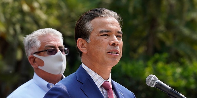 California Attorney General Rob Bonta speaks at a news conference in Sacramento, Calif., Tuesday, Aug. 17, 2021.