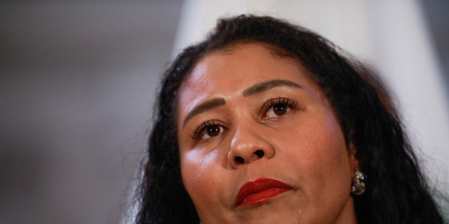 San Francisco Mayor London Breed listens at a press conference regarding the next steps she will be taking to replace three school board members who were successfully recalled at City Hall on Wednesday, Feb. 16, 2022 in San Francisco, California.