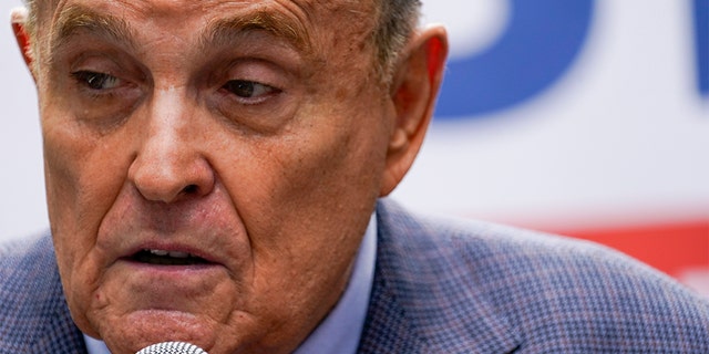 FILE: Former New York City Mayor Rudy Giuliani speaks during a campaign event for Republican mayoral candidate Curtis Sliwa in New York. 