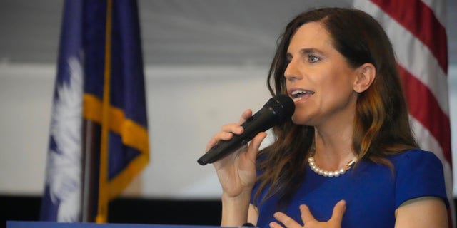 U.S. Rep. Nancy Mace of South Carolina speaks to supporters at her election night event after defeating former state Rep. Katie Arrington in the 1st District primary on Tuesday, June 14, 2022, in Mount Pleasant, S.C.