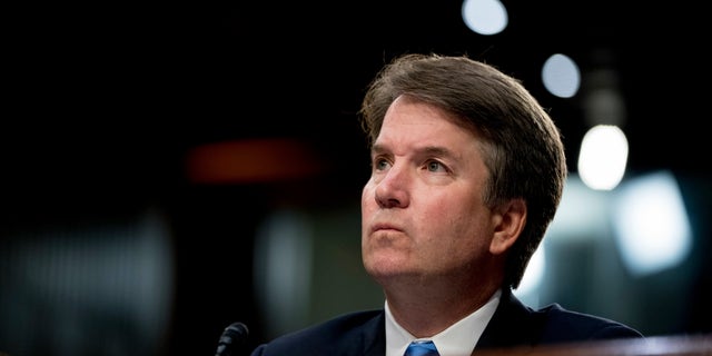 In this Sept. 5, 2018 photo, then Supreme Court nominee, Judge Brett Kavanaugh, pauses while testifying before the Senate Judiciary Committee on Capitol Hill in Washington.