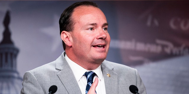 UNITED STATES - JULY 20: Sen. Mike Lee, R-Utah, speaks during the news conference in the Capitol. If Lee defeats two primary challengers on Tuesday, he’ll face off in November against an independent - former Republican congressional aide and CIA officer Evan McMullin, who has the backing of the state’s Democratic party. 