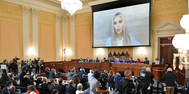 An image of Ivanka Trump is seen on a screen as the House select committee investigating the Jan. 6 attack on the U.S. Capitol holds its first public hearing to reveal the findings of a year-long investigation, on Capitol Hill in Washington, U.S., June 9, 2022. Mandel Ngan/Pool via REUTERS