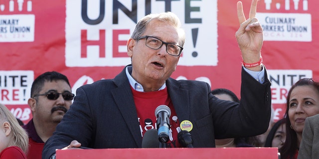 Ted Pappageorge of the Culinary Workers Union, Local 226, speaks on February 13, 2020 in Las Vegas, Nevada.