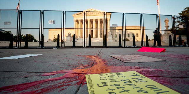 The Supreme Court building is barricaded following the Roe vs. Wade ruling.
