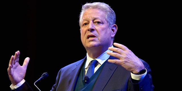 Former Vice President Al Gore discusses "Confronting The Climate Crisis: Critical Roles For The US And China"at Harvard University's Sanders Theatre on April 7, 2016 in Cambridge, Massachusetts.    