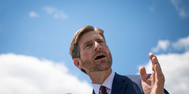 Rep. Greg Stanton, who will face the winner of Tuesday's Arizona primary, gives a speech. (Photo by Caroline Brehman/CQ-Roll Call, Inc via Getty Images)