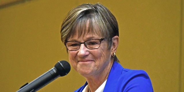 Gov. Laura Kelly delivers the keynote speech at the Emporia State University Constitution Day event in Emporia, Kansas, Sept. 17, 2019.